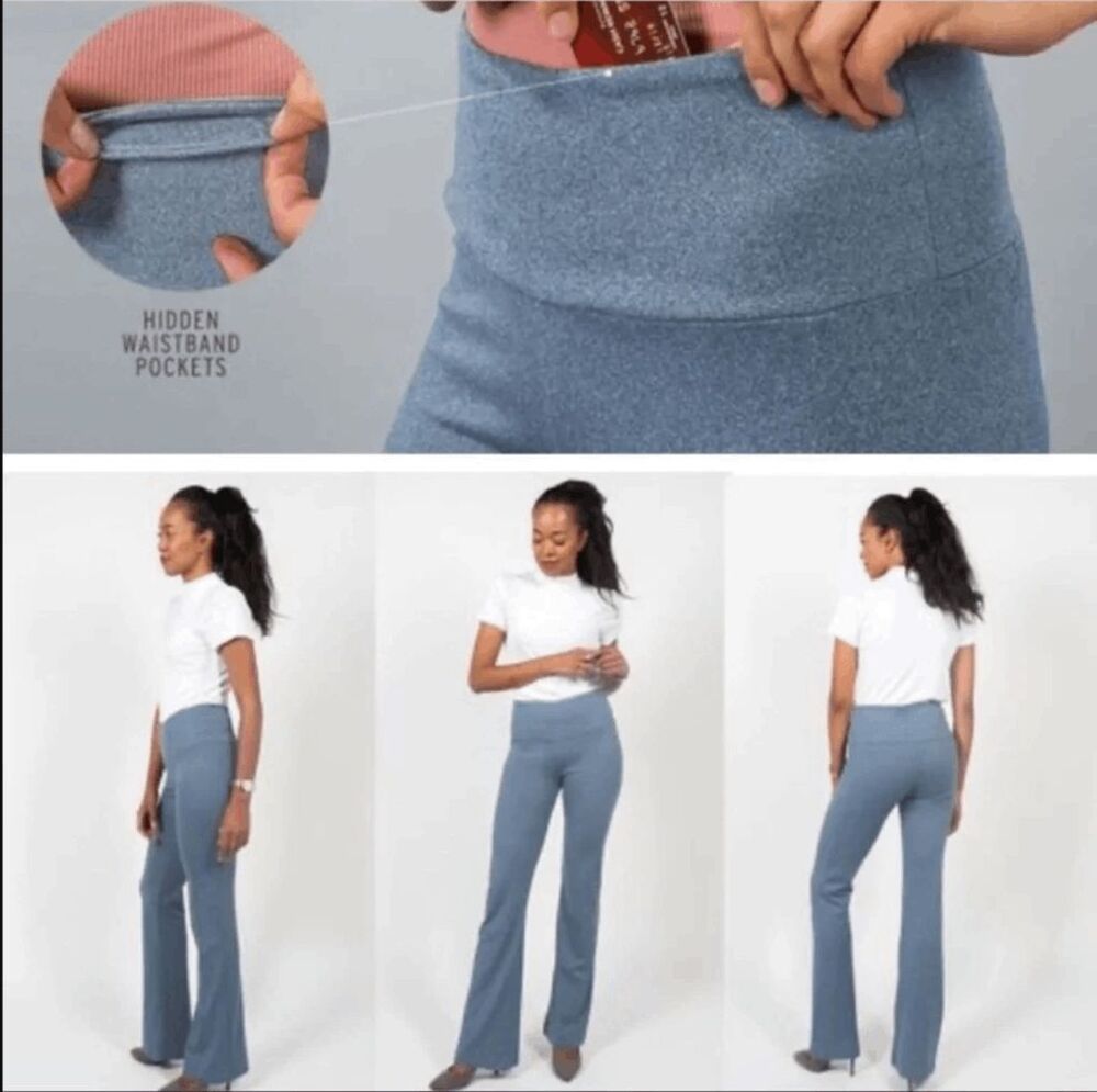 New Betabrand Blue Heather Bootcut Travel Dress Pant Yoga Pants Large Petite